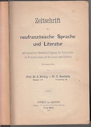 Seller image for Zeitschrift fr neufranzsische Sprache und Literatur mit besonderer Bercksichtigung des Unterrichts im Franzsischen auf den deutschen Schulen hrsg.v. Prof.Dr. G.Krting und Dr. E.Koschwitz Band I und II, 1879 und 1880 for sale by Antiquariat Carl Wegner