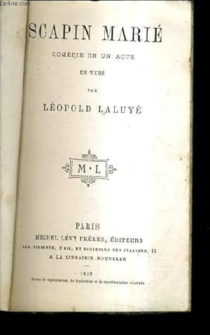 Seller image for SCAPIN MARIE COMEDIE EN UN ACTE EN VERS. for sale by Le-Livre