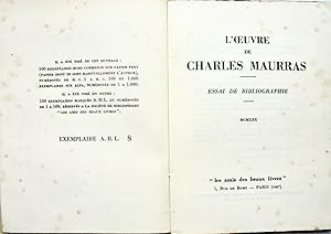 L'oeuvre de Charles Maurras, Essai de bibliographie,
