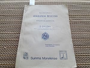 Imagen del vendedor de Nombre geogrficos del estado de Morelos. a la venta por Librera "Franz Kafka" Mxico.