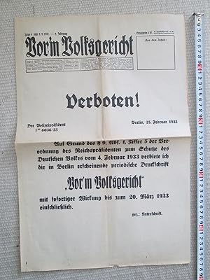 Seller image for Vor'm Volksgericht : 2. Jahrgang, Folge 9., 5.3.1933 for sale by Expatriate Bookshop of Denmark