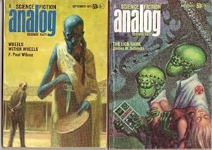 Seller image for Analog Science Fiction - Science Fact August & September 1971, featuring "The Lion Game" in 2 parts, + Wheels Within Wheels, Raman, Letter from an Unknown Genius, The Fine Print, To Make a New Neanerthal, Knight Arrant, A Little Knowledge, Dummyblind, ++ for sale by Nessa Books