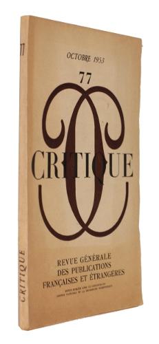 Seller image for Critique n77 (octobre 1953) for sale by Abraxas-libris