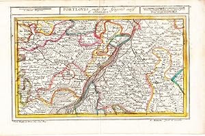 Fortlovis mit der Gegend auf 6 Stunden. Grenzkolorierte Kupferkarte v. G. Bodenehr.