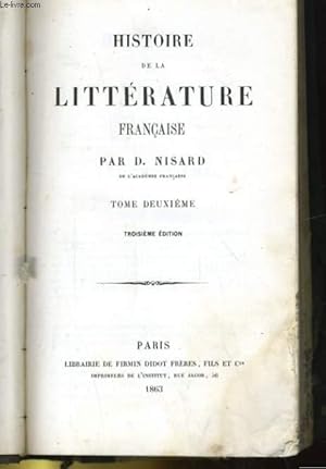 Image du vendeur pour HISTOIRE DE LA LITTERATURE FRANCAISE TOME 2 mis en vente par Le-Livre