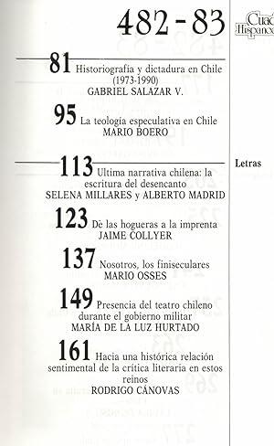 Imagen del vendedor de CUADERNOS HISPANOAMERICANOS N 482/83. LA CULTURA CHILENA DURANTE LA DICTADURA a la venta por Librera Torren de Rueda