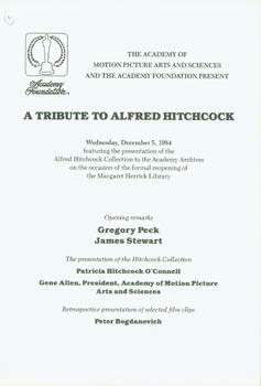 Seller image for The Academy of Motion Picture Arts and Sciences and the Academy Foundation Present A Tribute to Alfred Hitchcock, Wednesday December 5, 1984. for sale by Wittenborn Art Books