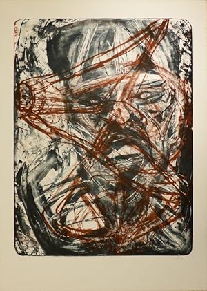 Visage. Farbige Lithographie. 1989. Unten rechts in Bleistift signiert und datiert: disler 89", ...