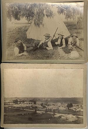 Albumen cabinet card photographs of a shooting party ca. 1890