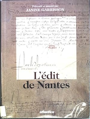 Bild des Verkufers fr L'dit de Nantes. Texte original en ancien franais zum Verkauf von books4less (Versandantiquariat Petra Gros GmbH & Co. KG)