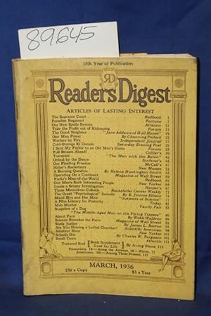 Imagen del vendedor de Reader's Digest, One Man Power By Channing Pollock, A Burning Question by Helena Huntington Smith a la venta por Princeton Antiques Bookshop