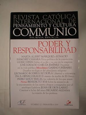 Imagen del vendedor de Communio. Revista catlica internacional de pensamiento y cultura. Num. 12 - Primavera 2009 . Poder y responsabilidad a la venta por Librera Antonio Azorn