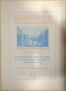 Imagen del vendedor de El consumo del libro en torno a la plaza de La Puerta del Sol a la venta por Librera La Candela
