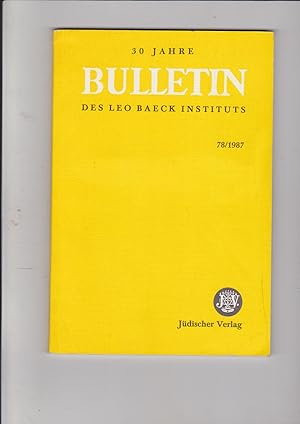 Seller image for BULLETIN: DES LEO BAECK INSTITUTS - NUMMER 78, 1987 for sale by Meir Turner