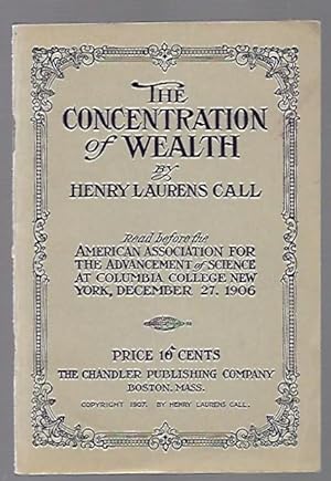 Image du vendeur pour The Concentration of Wealth mis en vente par K. L. Givens Books