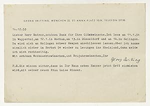 Seller image for Masch. Brief mit eigenh. U. for sale by Eberhard Kstler Autographen&Bcher oHG