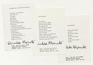 Imagen del vendedor de 3 Gedicht-Einblattdrucke eigenh. U. a la venta por Eberhard Kstler Autographen&Bcher oHG