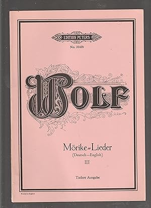 Wolf. Morike Lieder (Deutsch - English) Volume III. Tiefere Ausgabe