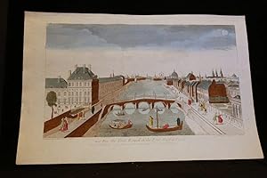 Vue d'optique - Vue du pont royal et du pont neuf à Paris