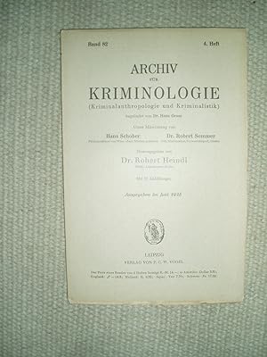 Seller image for Archiv fr Kriminologie (Kriminalanthropologie und Kriminalistik) : Band 82, 4. Heft [Juni 1928] for sale by Expatriate Bookshop of Denmark