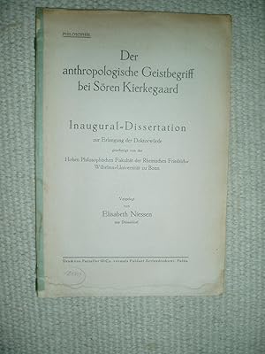 Bild des Verkufers fr Der anthropologische Geistbegriff bei Sren Kierkegaard zum Verkauf von Expatriate Bookshop of Denmark