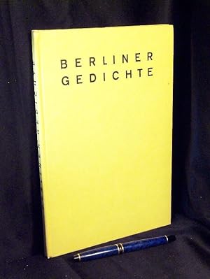 Bild des Verkufers fr Berliner Gedichte - Berlin 1931 - zum Verkauf von Erlbachbuch Antiquariat