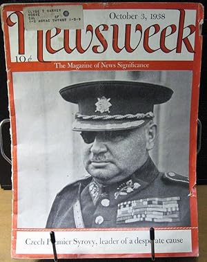 Imagen del vendedor de Newsweek October 3, 1938 a la venta por Phyllis35