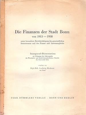 Die Finanzen der Stadt Bonn von 1913-1938 unter besonderer Berücksichtigung des gemeindlichen Ste...