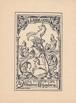 Exlibris Udalrici Glöggler. Adels-Wappen, Zinkographie, 13 x 9,5 cm