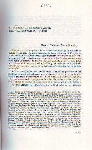 EL CONSEJO DE LA GOBERNACION DEL ARZOBISPADO DE TOLEDO.