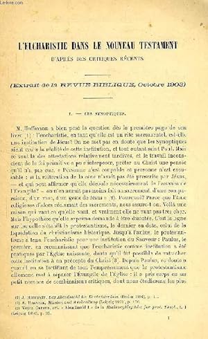 Seller image for L'EUCHARISTIE DANS LE NOUVEAU TESTAMENT D'APRES DES CRITIQUES RECENTS (TIRE A PART) for sale by Le-Livre