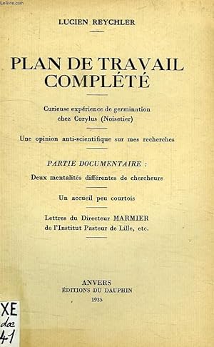 Bild des Verkufers fr PLAN DE TRAVAIL COMPLETE zum Verkauf von Le-Livre