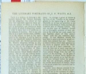 Seller image for The Literary Portraits Of G. F. Watts, R. A. for sale by Legacy Books II