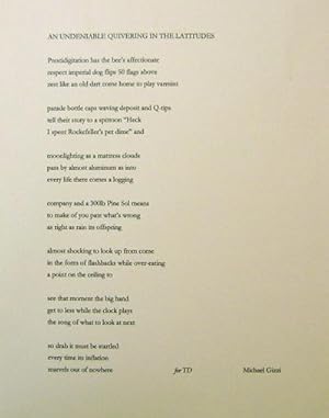 An Undeniable Quivering In The Latitudes (Broadside Poem)