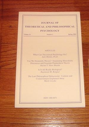 Journal of Theoretical and Philosophical Psychology Volume 24 Spring 2004