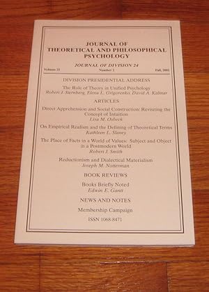Journal of Theoretical and Philosophical Psychology Volume 21 Fall 2001