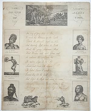 Bild des Verkufers fr The Death of Captn. James Cook. 1791 'Christmas Piece' Broadside dedicated to Lefferts Hagewought by his grandson Samuel Lefferts, early Dutch residents of New York zum Verkauf von Antipodean Books, Maps & Prints, ABAA