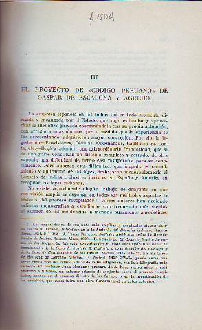 EL PROYECTO DE CODIGO PERUANO DE GASPAR ESCALONA Y AGÜERO.