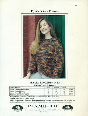 PLYMOUTH YARN PRESENTS : ITALIA FINGERPAINTS : Ladies Cropped Sweater : Plymouth Yarn S022