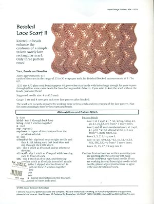 BEADED LACE SCARF II : HeartStrings Pattern #A64 - 5029