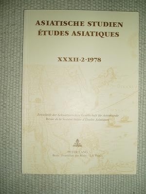 Seller image for Asiatischen Studien / tudes asiatiques : Zeitschrift des Schweizerischen Gesellschaft fr Asienkunde : XXXII : 2 : 1978 for sale by Expatriate Bookshop of Denmark