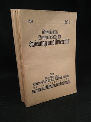 Seller image for sterreichische Vierteljahrshefte fr Erziehung und Unterricht - Jg. 1930, Heft 1-4 und Jg. 1931, Heft 1-4 for sale by ANTIQUARIAT Franke BRUDDENBOOKS