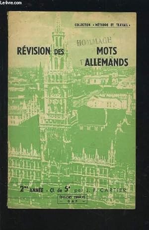 Seller image for REVISION DES MOTS ALLEMANDS - 2 ANNEE OU CLASSE DE 5. for sale by Le-Livre