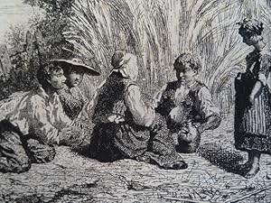 (Paris 1828 - 1893). Pause bei der Feldarbeit. Radierung von 1851. 17 x 23,5 cm.