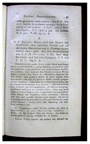 Bücher-Recensionen [Book Review] - C.C. Robin's Reisen nach dem Innern von Louisiana, dem Westlic...