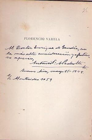 Seller image for FLORENCIO VARELA. Evocacin del mrtir en el centenario de su muerte. Con prlogo de Horacio C. Rivarola [Firmado / Signed] for sale by Buenos Aires Libros