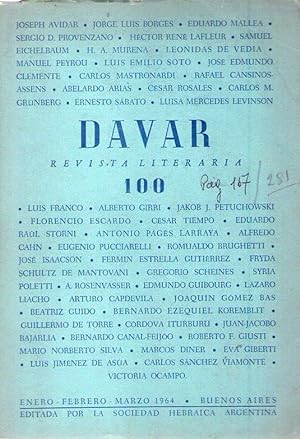 DAVAR - No. 100, enero - febrero - marzo de 1964. (Spinoza por Jorge Luis Borges)