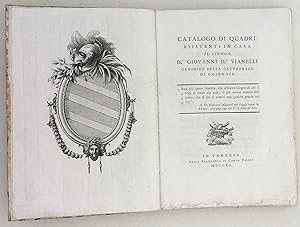 Catalogo di quadri esistenti in casa il signor D.n Giovanni D.r Vianelli canonico della Cattedral...
