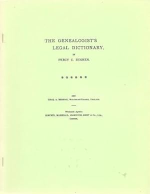 Bild des Verkufers fr The Genealogist's Legal Dictionary zum Verkauf von Works on Paper