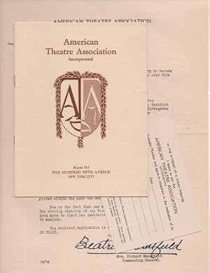 GROUP OF THREE (3) ITEMS RELATED TO THE FOUNDING OF THE AMERICAN THEATRE ASSOCIATION IN 1925